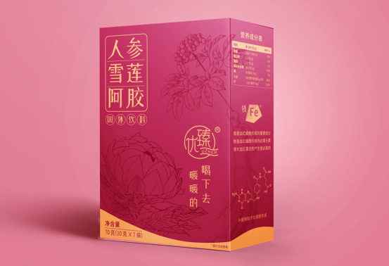 女性的“化妝品”-雪蓮阿膠速溶粉的盒子設計